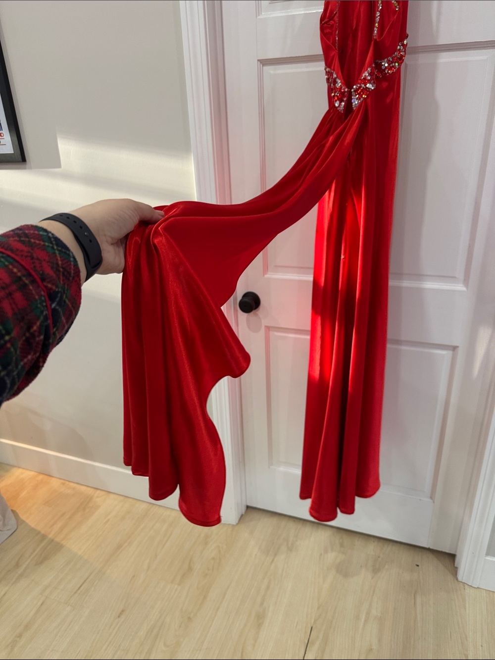Mari Lee by Madeline Gardner Red Beaded Halter Prom Dress/ Evening Gown formal - Picture 13 of 16
